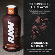 RAW Ready-to-Drink Protein Shake, Chocolate - RTD Protein Drinks with Grass-Fed Whey Protein Isolate for Post-Workout - Zero-Sugar & Gluten-Free Meal Replacement Drink & Breakfast Shake, 12 Fl Oz