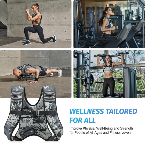 ZELUS Weighted Vest, 6lb/8lb/12lb/16lb/20lb/25lb/30lb Weight Vest with Reflective Stripe for Workout, Strength Training, Running, Fitness, Muscle Building, Weight Loss, Weightlifting