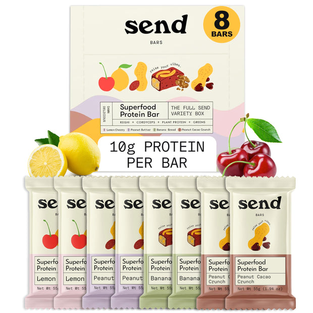 Send Bars Plant-Based Vegan Healthy Protein Bars, With Greens (Banana Bread, 8 Bars) – Only Real Ingredients, Zero Added Sugar, Gluten-Free, Dairy-Free