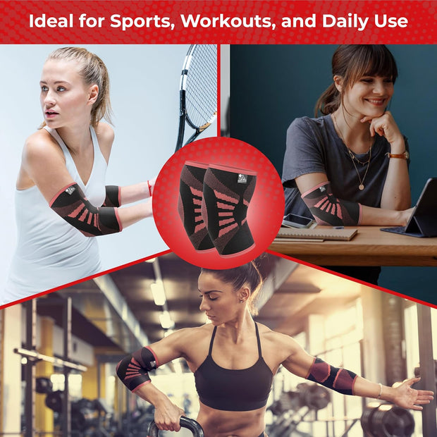 Nordic Lifting Elbow Compression Sleeves (1 Pair) – Support for Pain Relief, Tendonitis, Golfer’s & Tennis Elbow Recovery