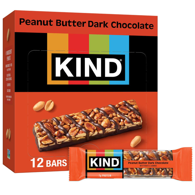 KIND Nut Bars, Dark Chocolate Nuts and Sea Salt, Healthy Snacks, Gluten Free, Low Sugar, 6g Protein, 12 Count