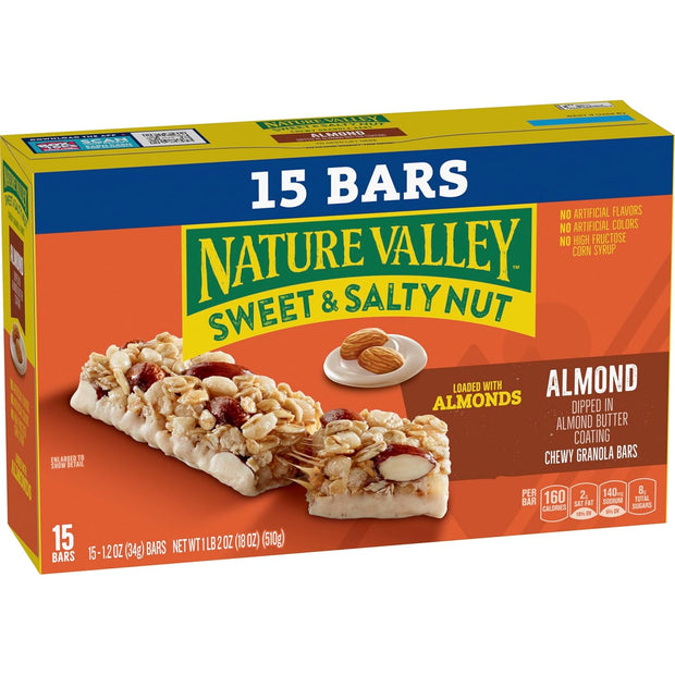 Nature Valley Sweet and Salty Nut Granola Bars, Dark Chocolate Peanut Almond, 15 Bars, 18 oz