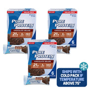 Pure Protein Bars, Chewy Chocolate Chip, Chocolate Deluxe, Chocolate Peanut Butter - Box of 6-3 Boxes - 1 Box of each flavor