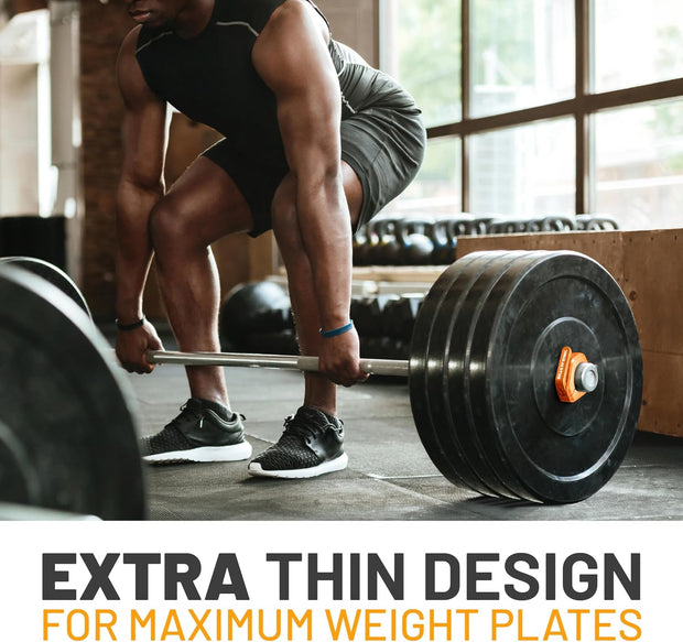 Magnetic Barbell Collars [Bells of Steel] Premium Weight Bar Clamps, Quick Release Barbell Clips, Olympic Barbell Clamps, Rubberized Gym Clips for Weightlifting Bar, Pair, Orange