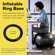 ProBody Pilates Yoga Ball Chair, Exercise Ball Chair with Base or Stand for Home Office Desk Sitting or Workout, 65cm Antiburst Balance & Stability Ball Seat, Large Gym Ball for Back, Abs