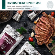 Soeos Whole Black Peppercorns 12oz + Himalayan Pink Salt 2lb, Salt and Pepper for Grinders, Black Peppercorn Refil, Pink Himalayan Sea Salt, 2 Piece Set