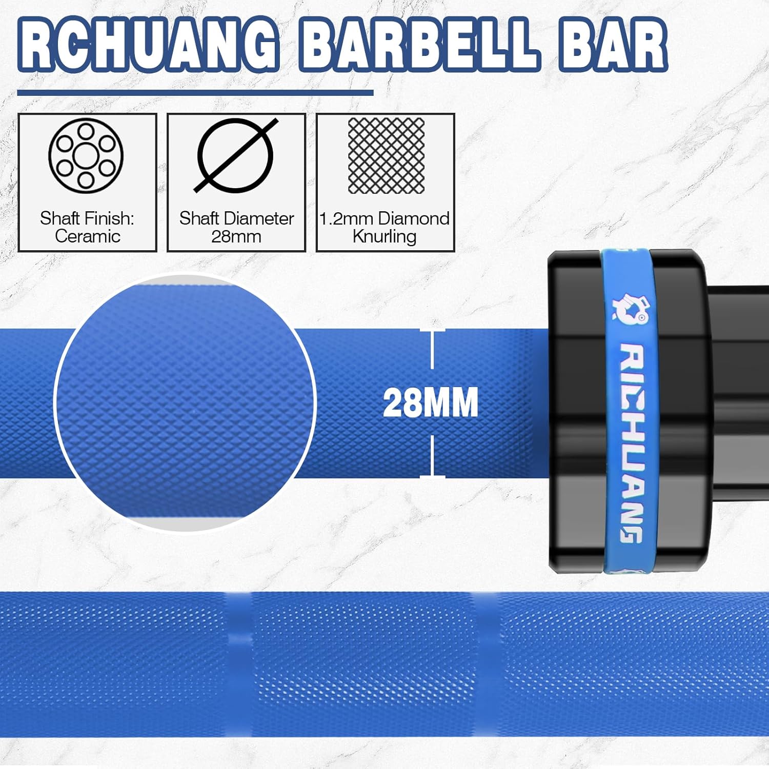 7ft Olympic Barbell – 1500LB Capacity 45LB Weightlifting Bar, 28mm Olympic Bar with Bearings, Fits 2" Plates, Alloy Steel Power Bar for Home Gym Strength Training