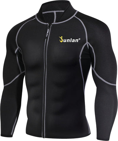 Men Sweat Neoprene Weight Loss Sauna Suit Workout Shirt Body Shaper Fitness Jacket Gym Top Clothes Shapewear Long Sleeve