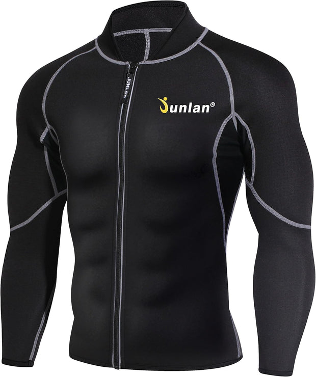 Men Sweat Neoprene Weight Loss Sauna Suit Workout Shirt Body Shaper Fitness Jacket Gym Top Clothes Shapewear Long Sleeve