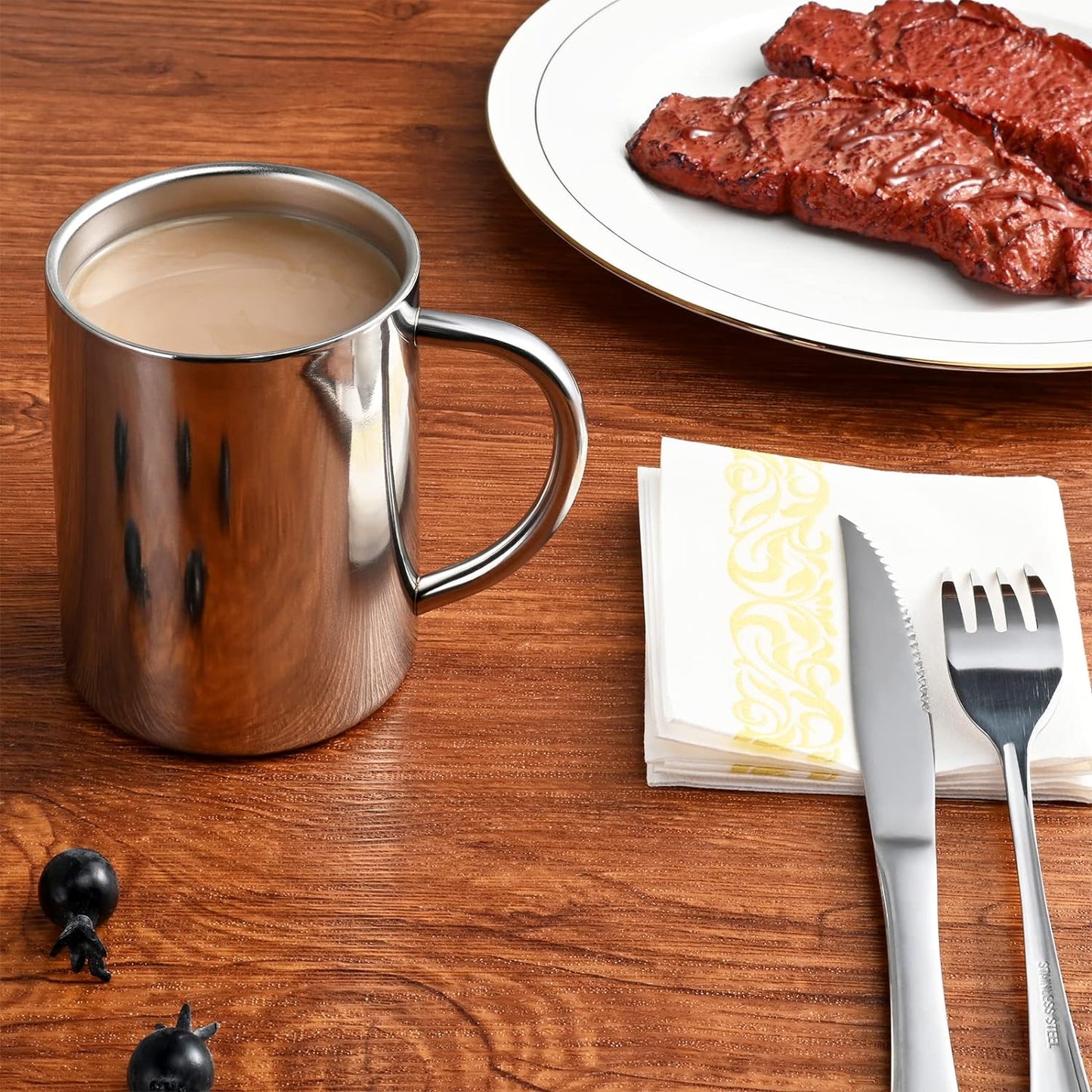 400ml Insulated 304 Stainless Steel Coffee Mug, Double-Wall Vacuum Travel Tumbler, Shatterproof for Camping, Office, and Outdoor - Durable, Perfect for Hot and Cold Drinks.