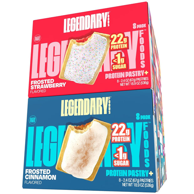 Legendary Foods 22 g Protein Pastry Bundle - Low Carb Meal Replacement Bar - Gluten Free Protien Snacks - Healthy Keto Snack Box - Low Sugar Energy Bars - Bariatric Diabetic Friendly 16 Pack