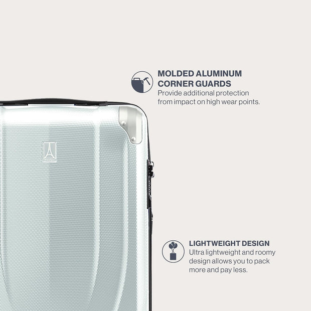 Travelpro Pathways 3 Hardside Expandable Luggage, 8 Spinner Wheels, Lightweight Hard Shell Suitcase, Cloud Grey, Checked Medium 25 Inch