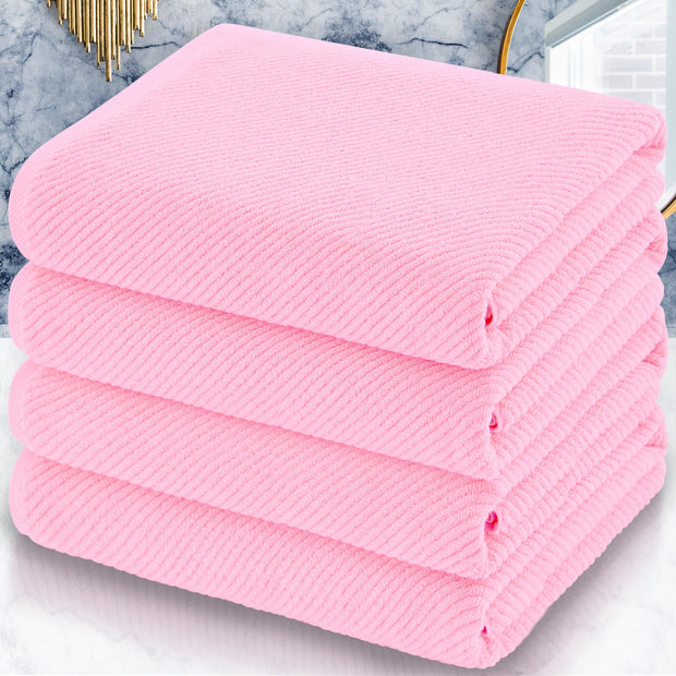 VOOVA & MOVAS Bathroom Hand Towels Set of 4, Large 18"x28" - 100% Cotton | Quick Dry | Light Weight | Thick | Soft | Absorption, Luxury Hand Towels for Showering, Hot Pink Bathroom Decor