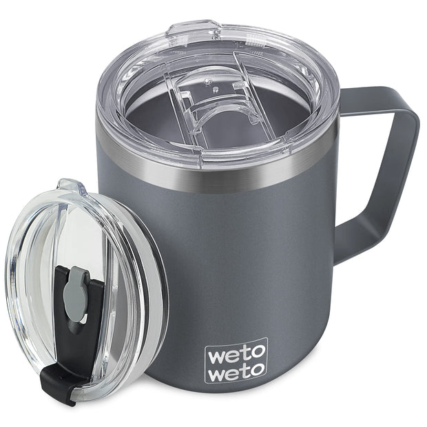 WETOWETO 14 oz Coffee Mug, Vacuum Insulated Camping Mug with Lid, Double Wall Stainless Steel Travel Tumbler Cup, Thermal Coffee Mug, Powder Coated Navy Blue