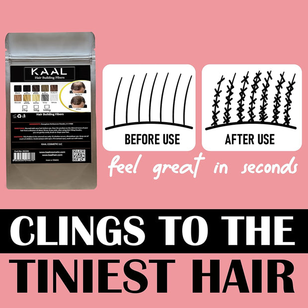 KAAL Hair Fiber Refill Pack | (0.88 oz, Medium Brown) Hair Powder Concealer for Thinning Areas and Hair Loss, Texturizing Powder for Men and Women
