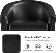 Yaheetech Barrel Chairs Set of 2, Faux Leather Club Armchairs, PU Leather Accent Chairs with Soft Padded Seat for Living Room Bedroom Waiting Reading Room, Black