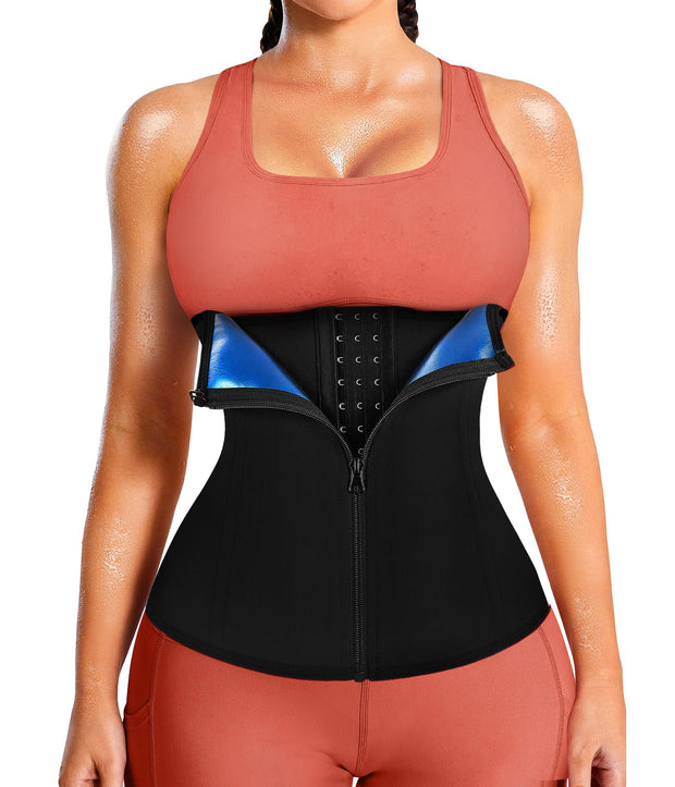 LEINIDINA Womens Waist Trainer Corset with Zipper Sweat Waist Trimmer for Women Workout Belt Corset Shapewear