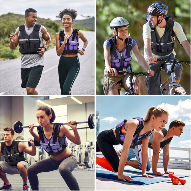 Sportneer Adjustable Weighted Vest Weights: 2-18 lbs/2-40 lbs Washable Weight Vest 16 In 1 Fast Adjust Rucking Vest for Women and Men Home Gym Workout Fitness Strength Training Vests