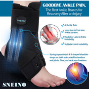 SNEINO Ankle Brace for Women & Men - Ankle Support Brace for Sprained Ankle, Ankle Stabilizer for Achilles, Tendon, Sprain, Injury Recovery, Lace up Ankle wrap for Running, Basketball, Volleyball (Medium)