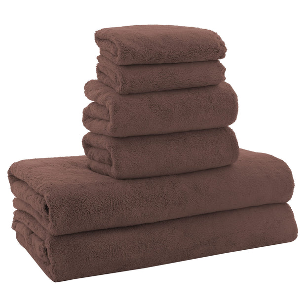 MOONQUEEN Ultra Soft Towel Set-Quick Drying-2 Bath Towels 2 Hand Towels 2 Washcloths - Microfiber Coral Velvet Highly Absorbent Towel for Bath Fitness, Bathroom, Sports, Yoga, Travel(Dark Grey, 6 Pcs)