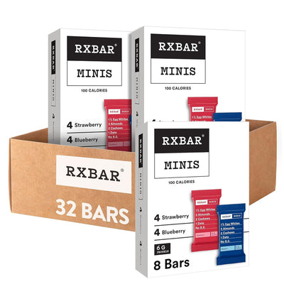 RXBAR Minis Protein Bars, 6g Protein, Gluten Free Snacks, Variety Pack (4 Boxes, 32 Count)