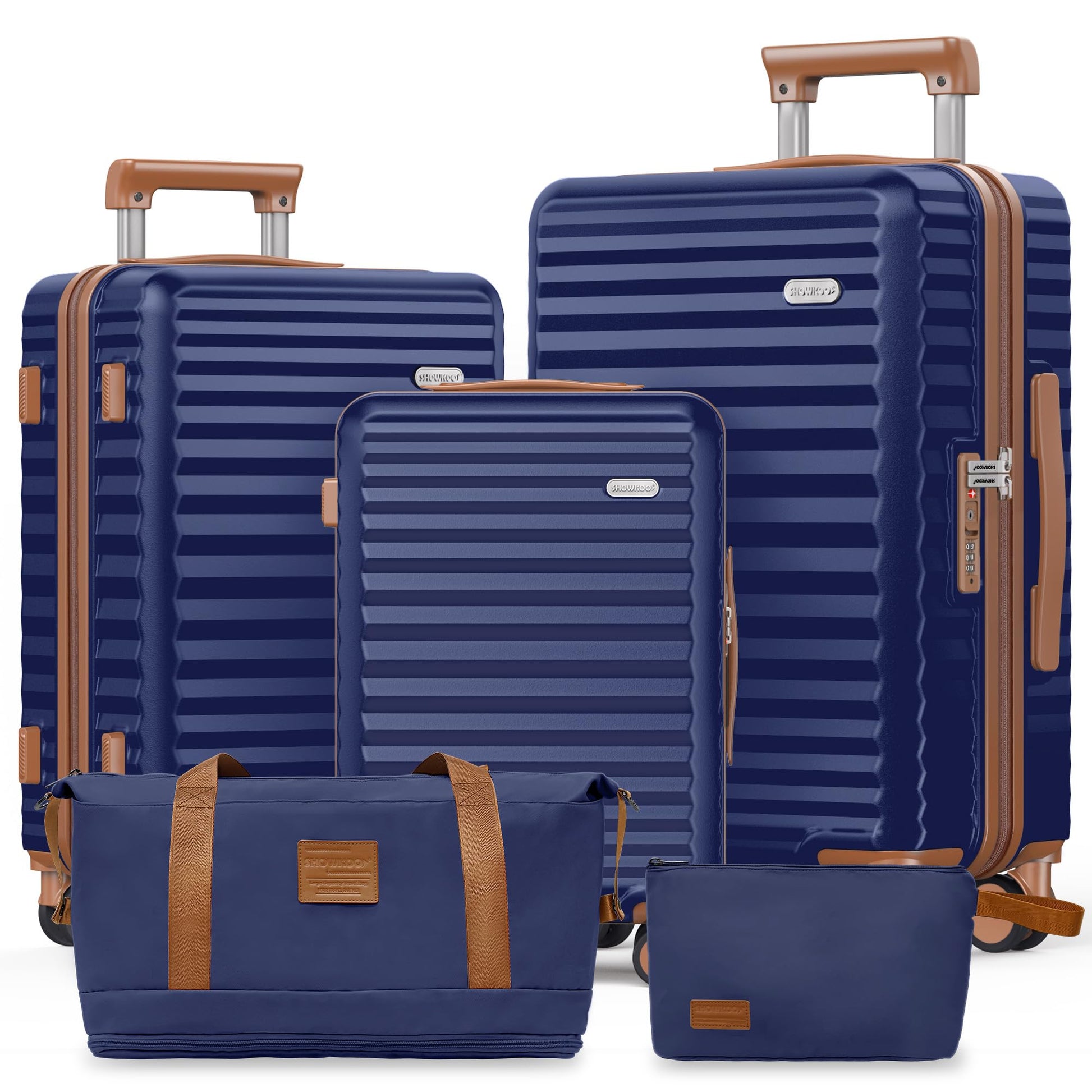 SHOWKOO Luggage Sets 3 Piece Hardside Expandable Suitcase with Double Spinner Wheels Tsa Lock Green (20in/24in/28in)