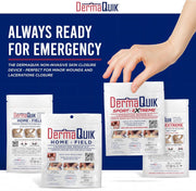 Laceration Kit - 2 Patented Laceration Closure Strips, Upgrade from Small Butterfly Bandages Wound Closure Strips, Breathable, Zip Stitchless Kit for Kids to Elderly - Home & Field Use