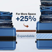 SHOWKOO Luggage Sets 3 Piece Hardside Expandable Lightweight PC Suitcase Sets with Double Spinner Wheels TSA Lock, Sea Blue