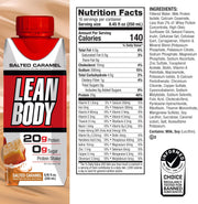 Lean Body Ready-to-Drink Salted Caramel Protein Shake, 20g Protein, Whey Blend, 0 Sugar, Gluten Free, 22 Vitamins & Minerals, (Recyclable Carton & Lid - Pack of 4)
