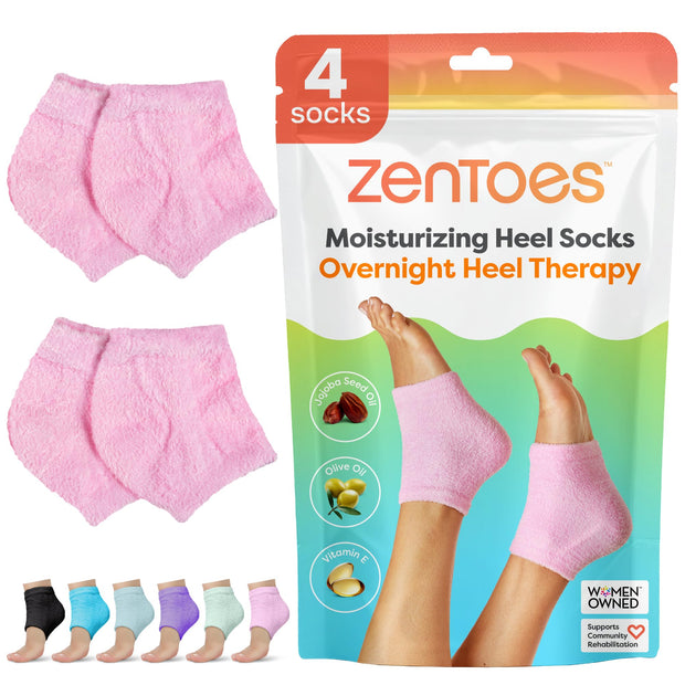 ZenToes Moisturizing Socks for Cracked Heel Treatment - Vitamin E, Olive Oil and Jojoba Oil Infused Heel Socks to Soften and Hydrate (Fuzzy Lilac Purple, Regular)