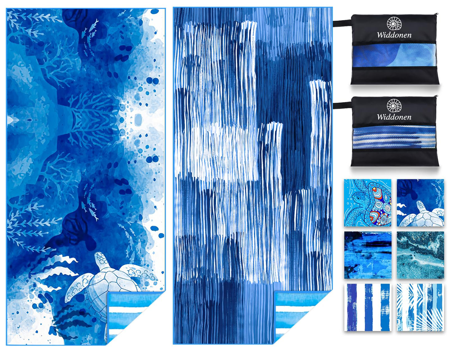 2 Pack Microfiber Lightweight Beach Towel Sand Free Quick Dry Absorbent Thin Compact Towels for Swimming Pool Camping Beach Accessories Large Easy Pack Travel Things for Vacation Essentials Gift