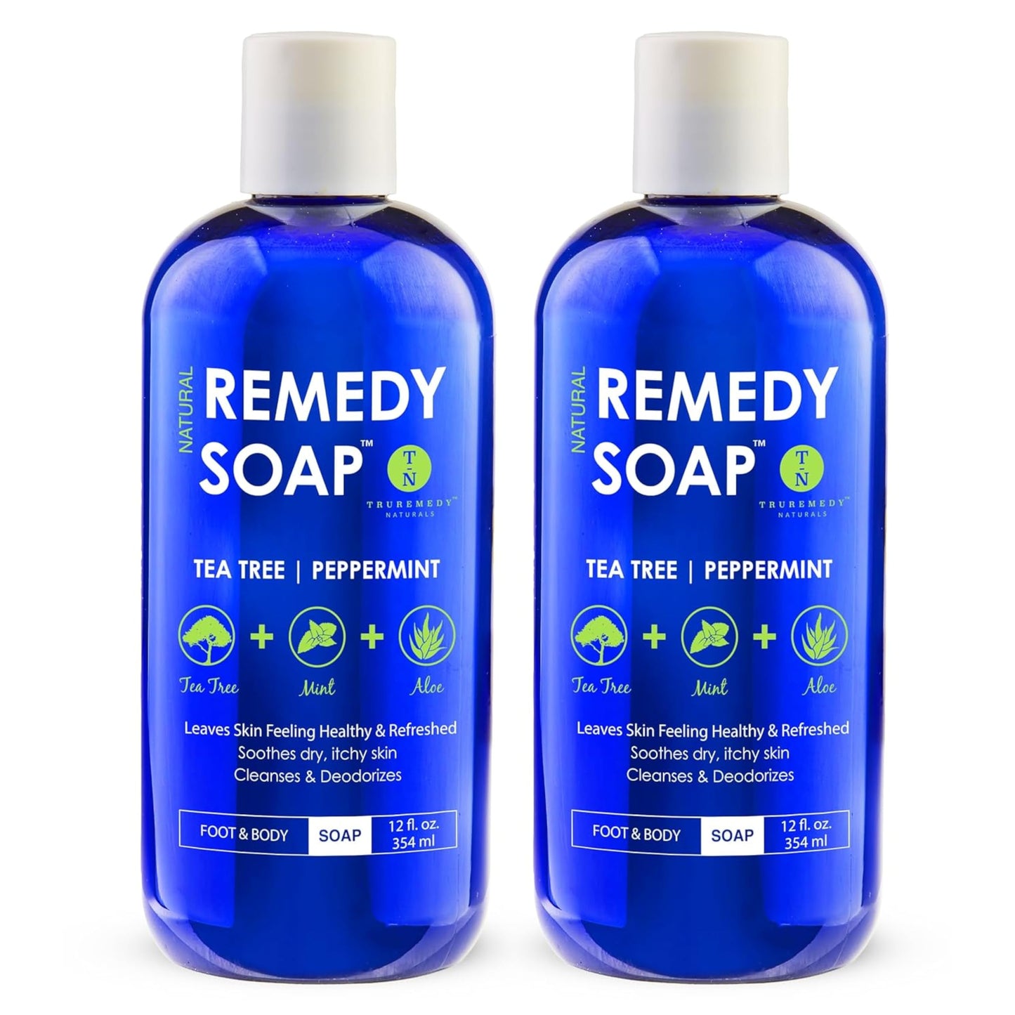 Truremedy Naturals Remedy Tea Tree Oil Body Wash - 12 oz Refreshing Cleanser for Skin and Scalp with Tea Tree, Peppermint, and Aloe - Invigorating Soap Body Wash