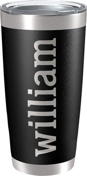Personalized Tumblers, Stainless Steel 20 oz Tumbler w/Lid | 13 Designs | Personalized Cups Double Walled Insulated Coffee Cup for, Gym, Fitness | Hot and Cold Drink Use - Black