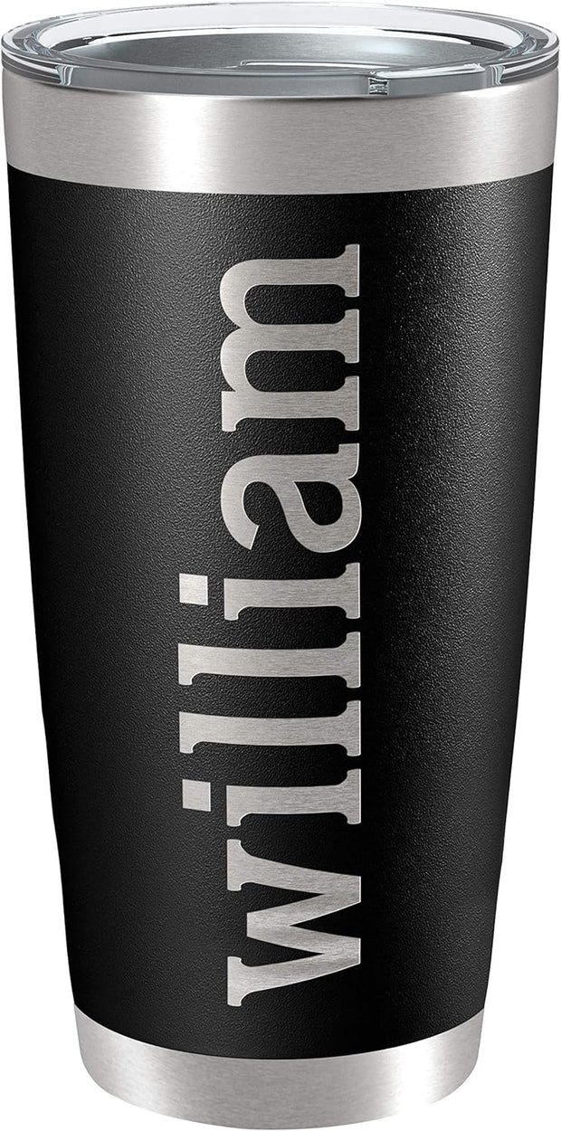 Personalized Tumblers, Stainless Steel 20 oz Tumbler w/Lid | 13 Designs | Personalized Cups Double Walled Insulated Coffee Cup for, Gym, Fitness | Hot and Cold Drink Use - Black