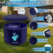 Jasonwell Ice Bath Tub for Athletes - Heavy Duty Cold Water Therapy Plunge Tub Ice Pod for Recovery Portable Ice Barrel Plunge Pool for Outdoor Inflatable Hot Tub Bathtub at Home for Adults