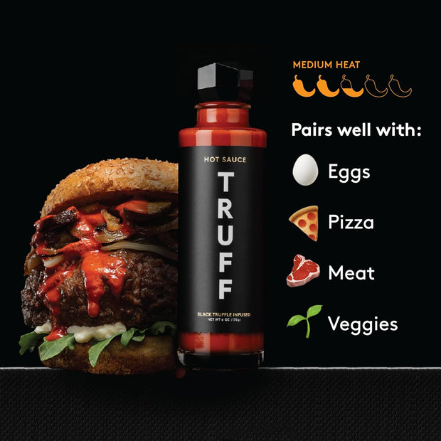TRUFF Original Black Truffle Hot Sauce, Gourmet Hot Sauce with Ripe Chili Peppers, Black Truffle Oil, Agave Nectar, Unique Flavor Experience in a Bottle, 6 oz.