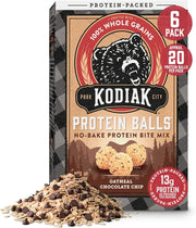Kodiak Cakes Oatmeal Protein Ball Mix, Chocolate Chip, High Protein, 100% Whole Grains, (Pack of 6)