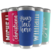 Personalized Tumblers, Stainless Steel 20 oz Tumbler w/Lid | 13 Designs | Personalized Cups Double Walled Insulated Coffee Cup for, Gym, Fitness | Hot and Cold Drink Use - Black