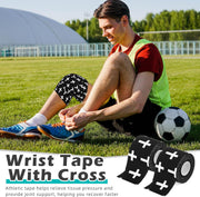 TrelaCo 1 Pcs Wrist Tape Baseball Cross Athletic 2in x 23ft Cotton Cross Wrist Tape Serrated Edges for Fingers Ankles Injury Wrap, Football Baseball Hockey Soccer (White)