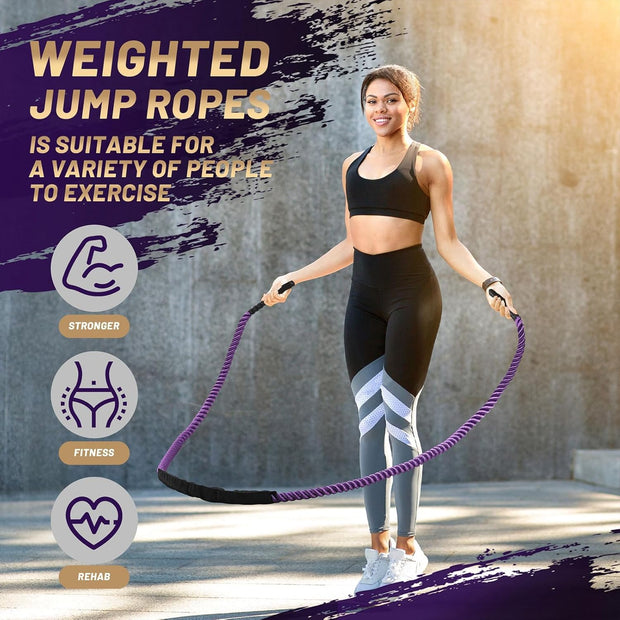 Weighted Jump Rope Fitness Equipment for Women Adult Jumprope for Strength Training Weight Loss Shape Body Total Body Workout Skipping Rope Home Gym Jumping Rope
