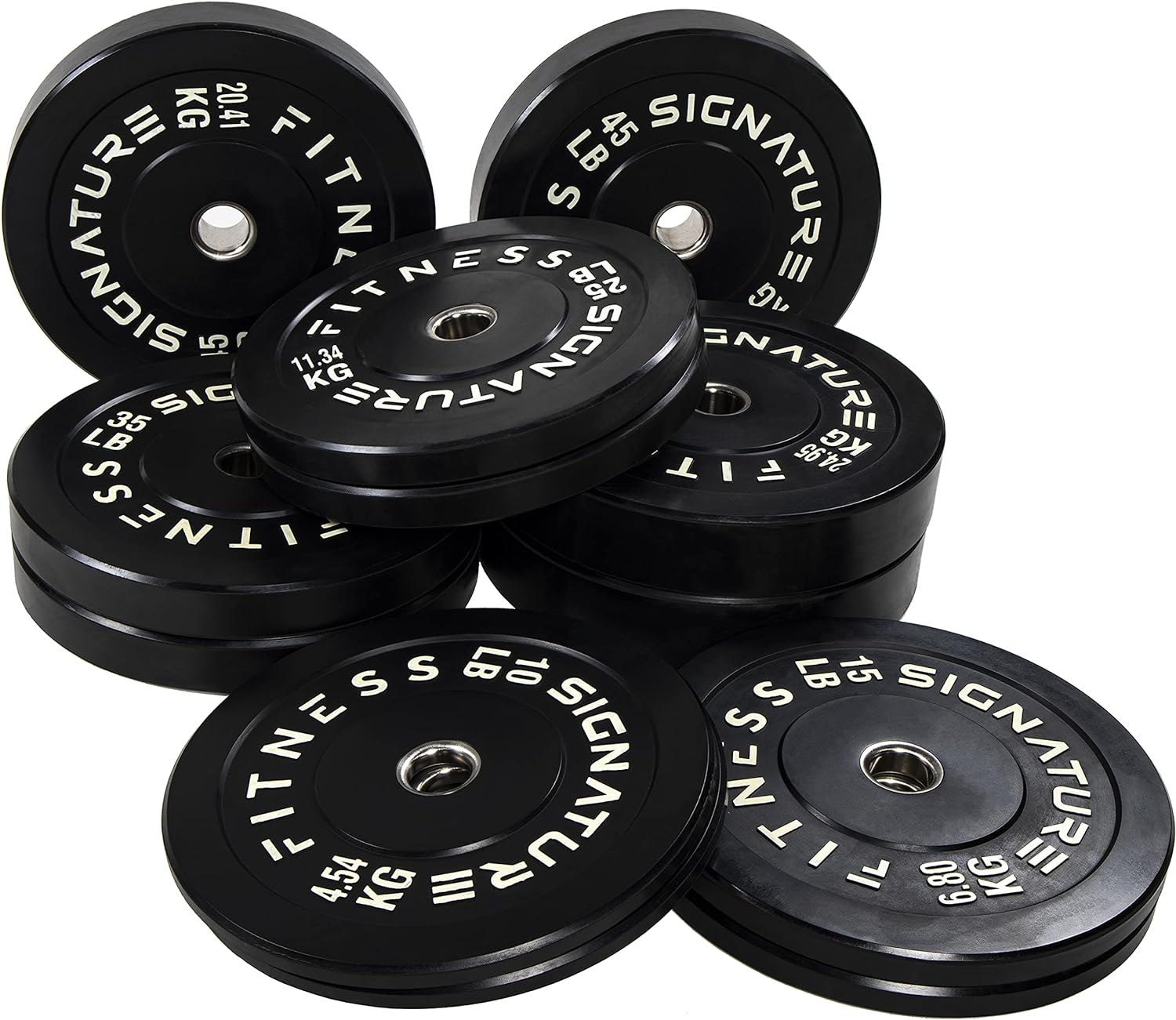 2" Olympic Bumper Plate Weight Plates with Steel Hub, 45LB, Pair