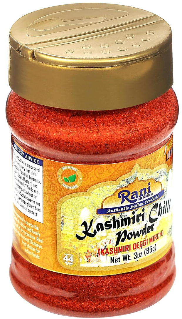 Rani Kashmiri Chilli Powder (Deggi Mirch, Low Heat) Ground Indian Spice 16oz (1lb) 454g PET Jar ~ All Natural | Salt-Free | Vegan | Kosher | Gluten Friendly