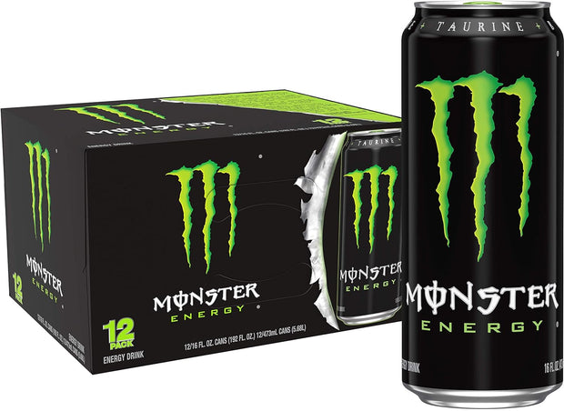 Monster Energy Drink, Green, Original, 16 Ounce (Pack of 12)