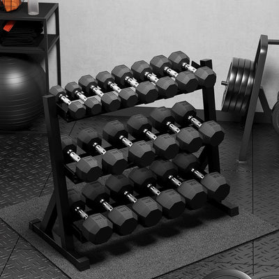 Premium Rubber Coated Hex Dumbbell Weight Set with Rack, Multiple Packages,210LB/350LB/450LB/550LB Set for Home Gym, Hand Weights for Muscle Toning, Strength Building & Full Body Workout