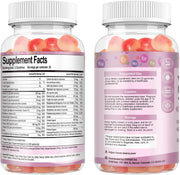 Sugar Free Multivitamin Gummies for Women 14+ w/Iron, Inositol, Folate, Biotin, Womens Daily Multivitamin Gummy w/Vitamin A, C, B, D3, K2, for Hair, Skin, Energy, Immune, Strawberry Flavor