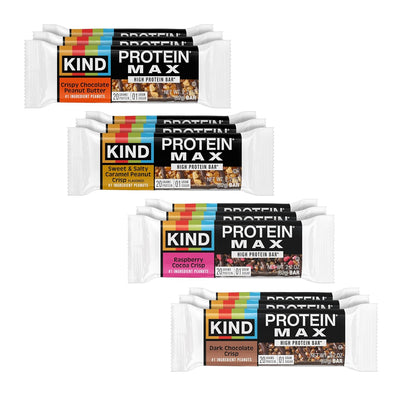 KIND Protein MAX Variety Pack, 4 Flavors, High Protein Keto Snack Bars, 20g Protein, Low Sugar (0g Added), Gluten Free, 12 Bars