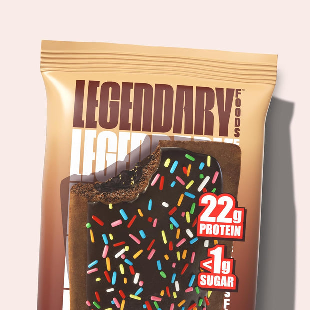 Legendary Foods 22g Protein Pastry - 0g Added Sugar, Low Carb and Gluten Free Keto Snack, Diabetic Friendly High Nutrient Alternative – 8x Double Chocolate Bars