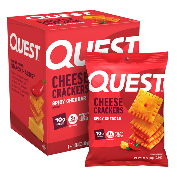 Quest Nutrition Cheese Crackers, Spicy Cheddar Blast, 10g of Protein, Low Carb, Made with Real Cheese, 12 Count (1.06 oz bags)