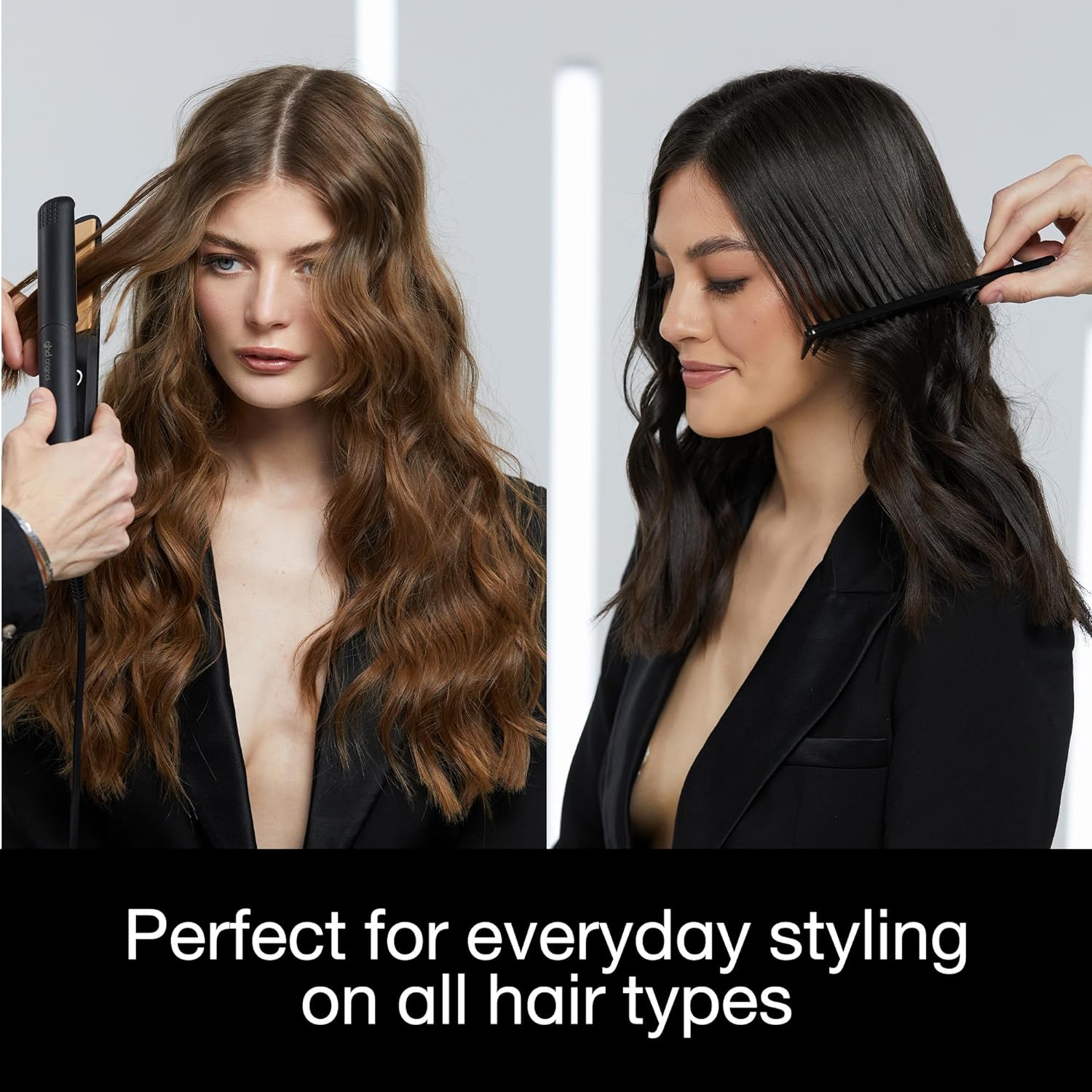 ghd Original Styler - 1” Flat Iron Hair Straightener with Ceramic Heat Technology, 365ºF Safe Styling Temperature, Smooth Gloss Plates, Fast Heat-Up and Auto Sleep Mode - Black