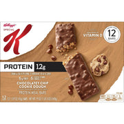 Special K Bar Protein Meal Bars, 12g Protein Snacks, Meal Replacement, Chocolatey Chip Cookie Dough, 19oz Box (12 Count)
